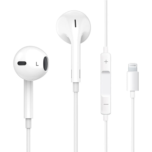 Apple Earbuds, [MFi Certified] with Lightning Connector Wired Earphones (Built-in Microphone & Volume Control) Noise Canceling Isolating Headphones for iPhone 14/13/12/11/SE/X/XR/XS/8/7-1Pack