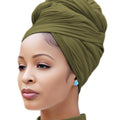 Foulard turban Nonbongoy pour femmes noires musulmanes en jersey Hijab foulard bandeau bandeau pour cheveux vert armée