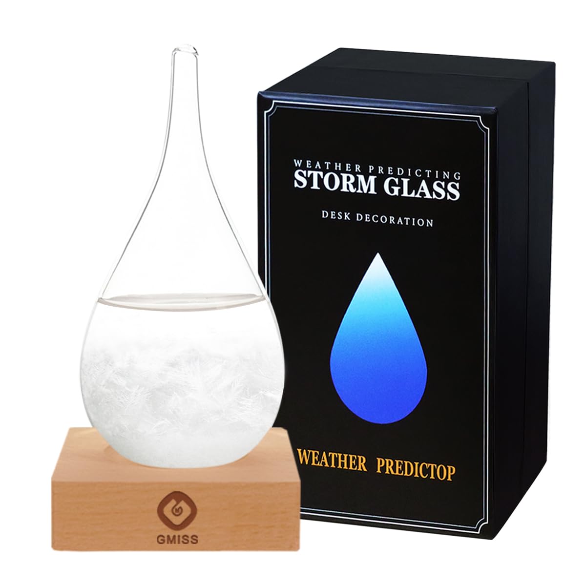 Station météo Storm Glass, prévisionniste météo, baromètre en verre en forme de goutte, décorations de Noël, bouteilles en verre pour la maison et le bureau (S)