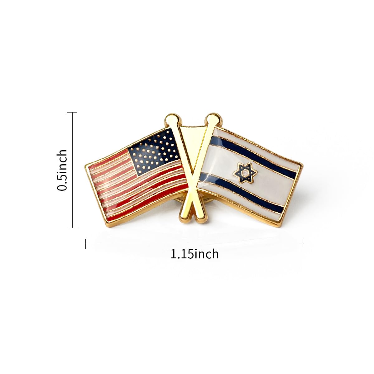 American and Israel Flag Brooch 2 Piece Set - Fine Pins, Metal Israel Flag Lapel Pin Badge Pin for Suit, Jacket and Formal Wear - Set of 3