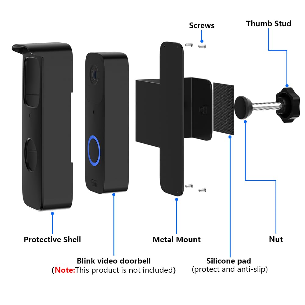 Soporte para timbre Blink, soporte antirrobo para timbre con video Blink, soporte para puerta sin taladro para cámara con timbre con video Blink, sensor sin bloqueo, visión nocturna y resistente a la intemperie