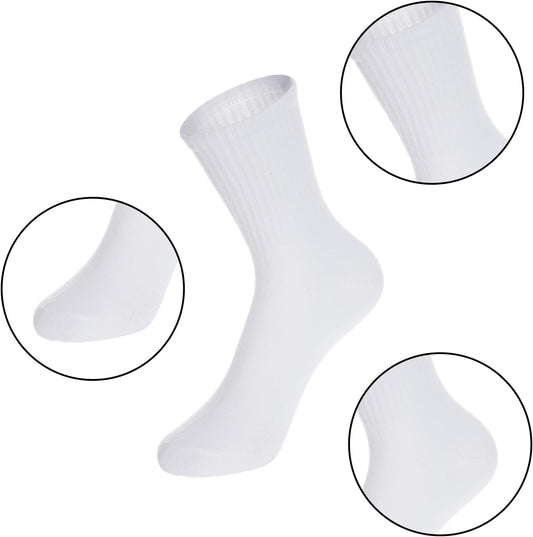 4 Pairs School Boys Girls Kids White Cotton Athletic Crew Socks