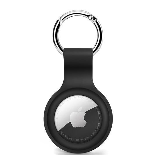 Wowwat Compatible with Apple AirTag Case with Air Tag Keychain, Soft Silicone AirTag Holder AirTags Key Ring Cases Tags Chain AirTag GPS Item Finders Accessories- Black