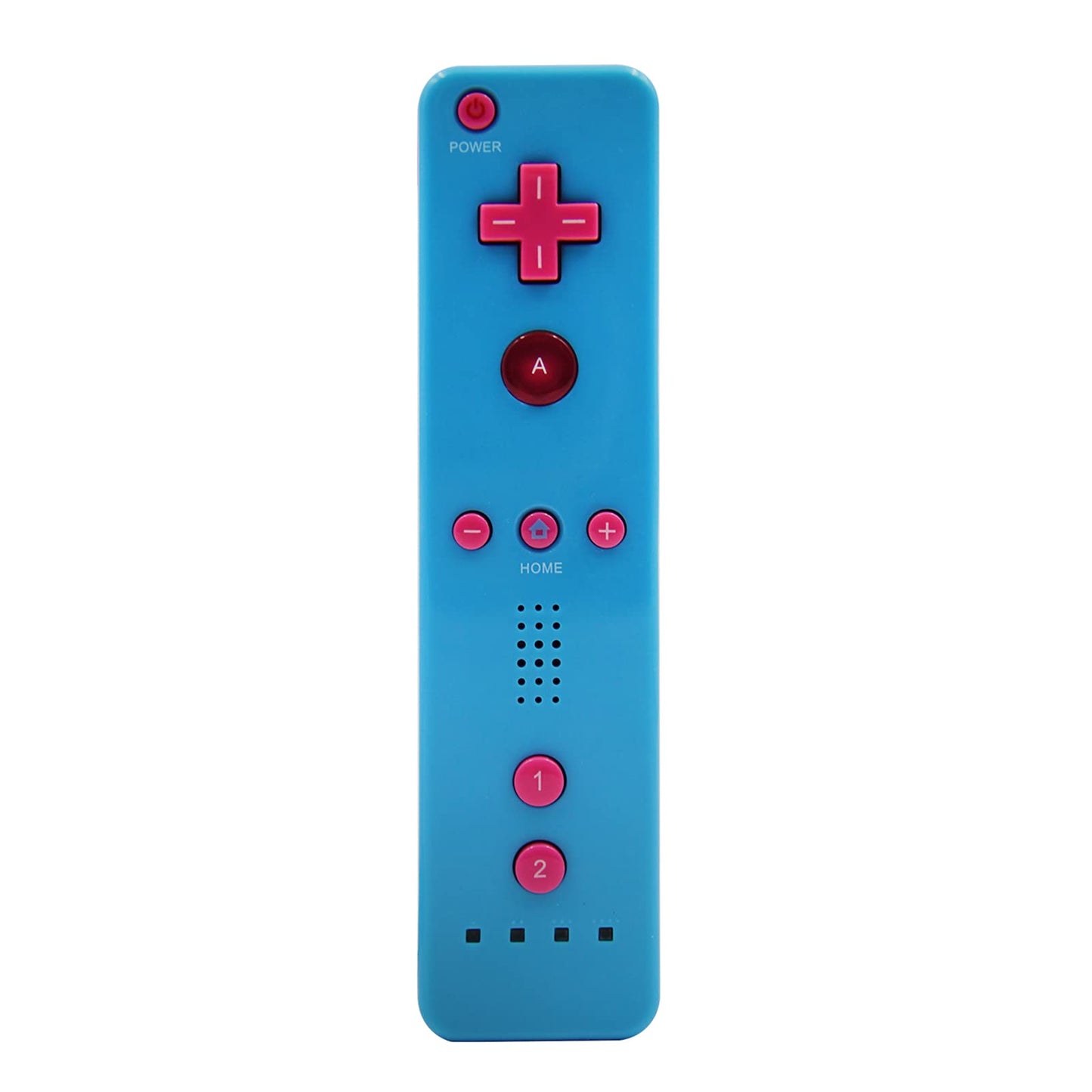 Mando a distancia Wii, mando inalámbrico para Nintendo Wii y Wii U, con funda de silicona y correa para la muñeca (sin Motion Plus), color azul con parte trasera rosa