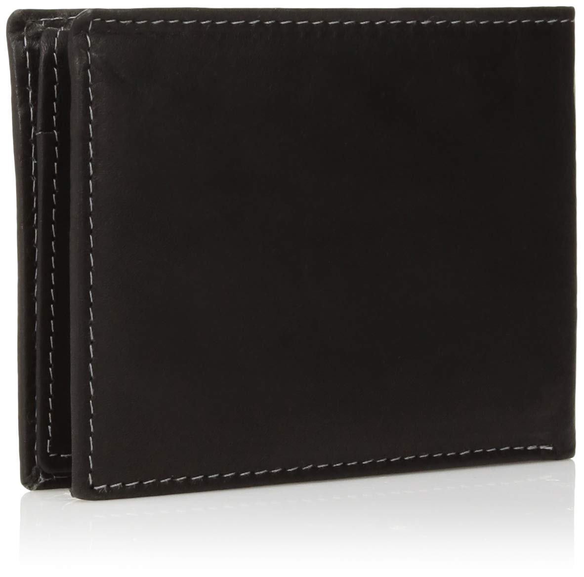 Steve Madden Men's Leather Wallet Extra Capacity Attached Flip Pockets, Black/Antique, One Size