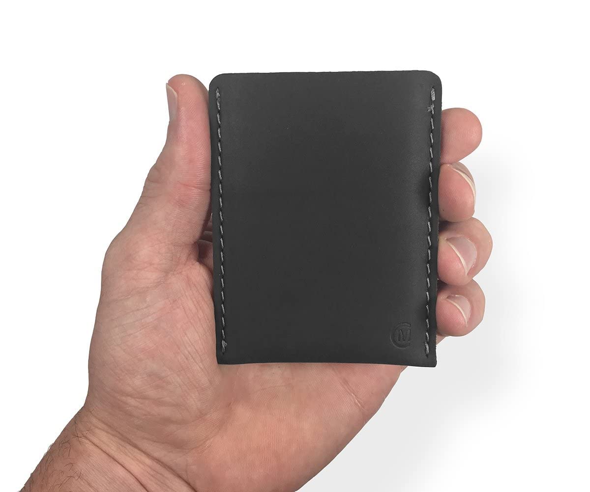 Porte-cartes minimaliste en cuir moderne, portefeuille minimaliste pour hommes et femmes, porte-cartes de crédit fin, petit porte-cartes de visite, portefeuille porte-cartes, portefeuille pour cartes avec poche avant - Protection complète (noir)