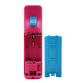 Mando a distancia Wii, mando inalámbrico para Nintendo Wii y Wii U, con funda de silicona y correa para la muñeca (sin Motion Plus), color azul con parte trasera rosa