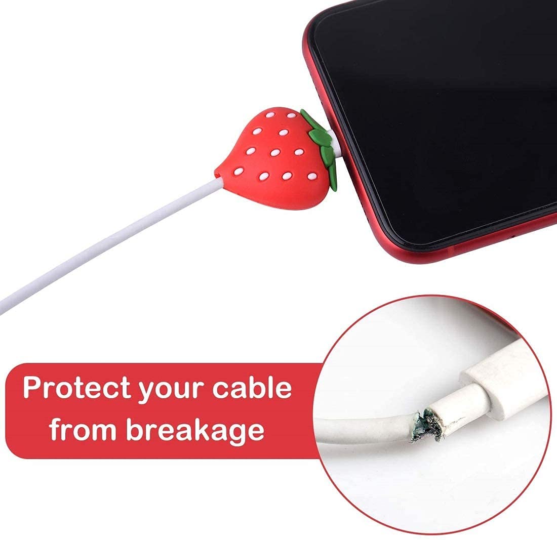 Protector de cargador USB de 21 piezas, adecuado para cable de iPhone iPad, protector de carga con forma de mordedura de fruta y soporte de cable, protector de cable de carga, accesorio para teléfono móvil, compañero de cable