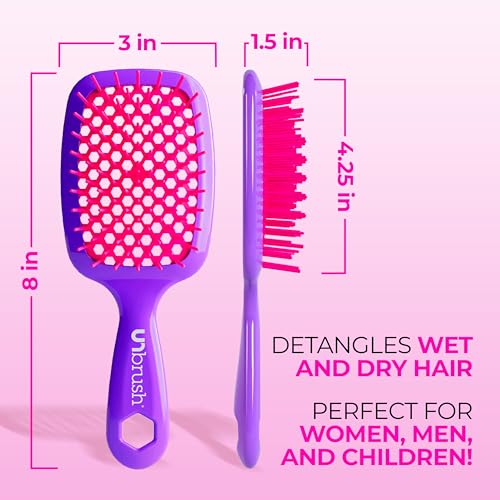 FHI Heat UNbrush Detangling Brush for Pain-Free Brushing on All Wet or Dry Hair Types — Durable DuoFlex Anti-Static Bristles, Lightweight Handle, Vented Hair Brush