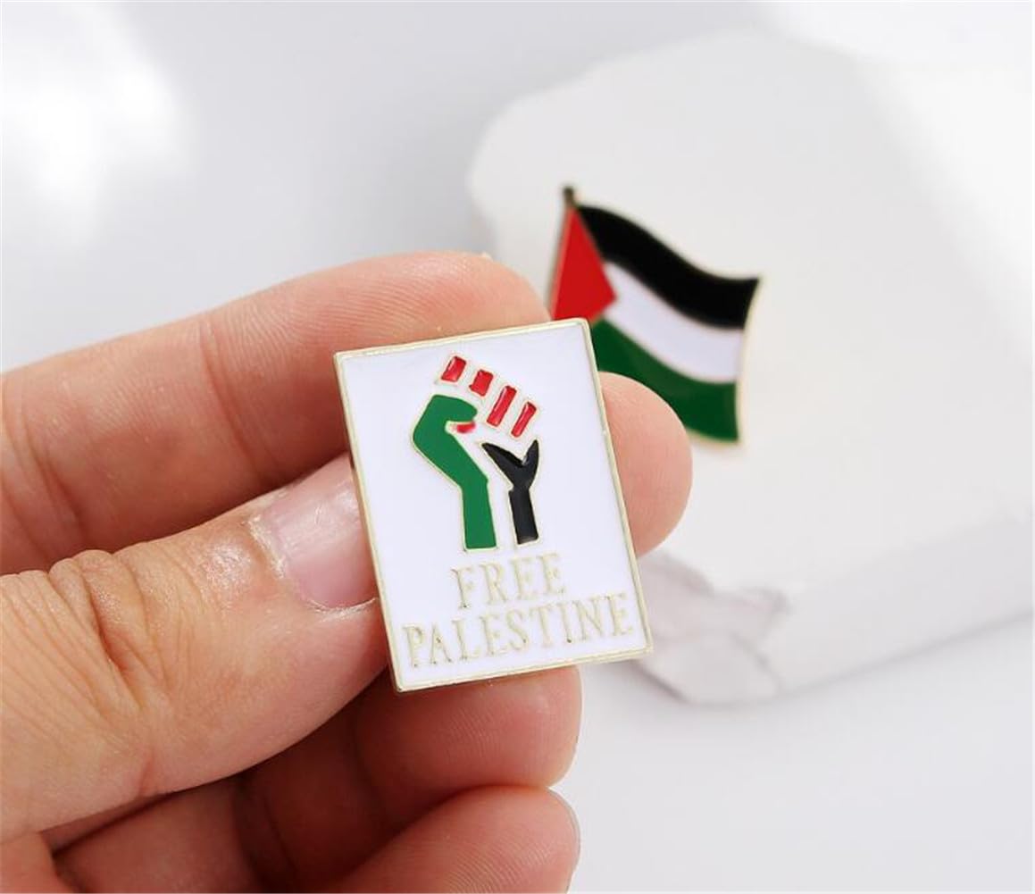 zhanghaoran 7 Pieces Palestine Flag Lapel Pin Set Palestinian Flag Pins Support Palestine Badge Hat Clothing Backpack