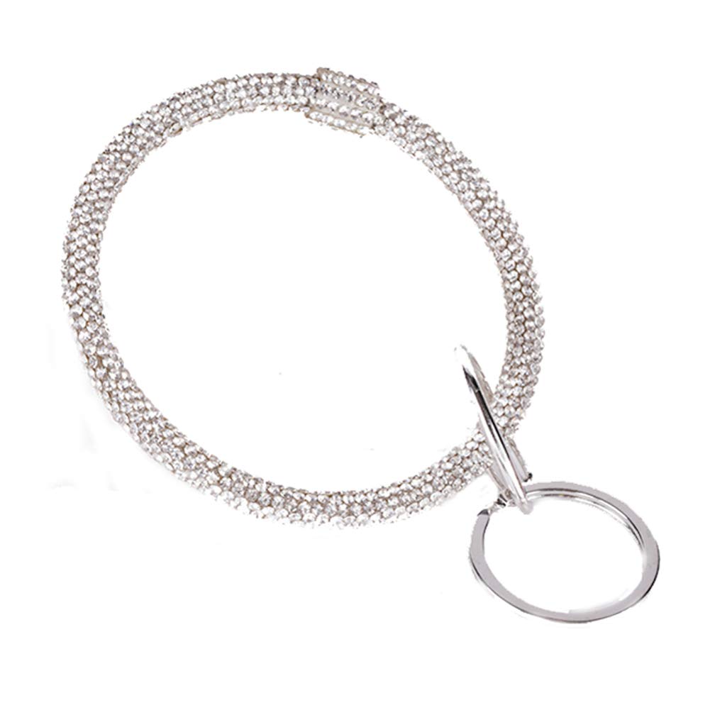 Bling Buy Bracelet porte-clés à strass pour femme, argent, 7,6 cm