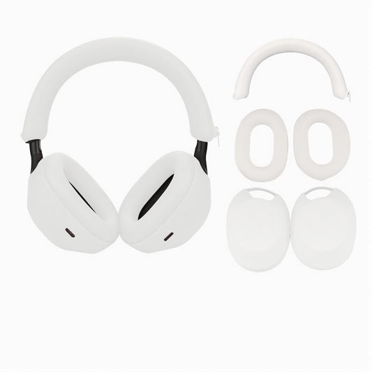 Funda de silicona para auriculares Sony WH-1000XM5, Sony xm5, funda protectora, almohadillas para los oídos para Sony xm5, accesorios WH-1000XM5, protector de piel de silicona suave, color blanco