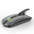 FMOUSE Slim Multifunctional Bluetooth Mouse with Multiple Buttons for Desktop Display/One Click Mute, Wireless Travel Mouse with RGB Lights for MacBook/pc/iPad/Laptop (Gray)