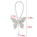 Bling Butterfly Diamond Car Accessories for Women, Crystal Car Rear View Mirror Charms Car Decoration Valentine's Day Gifts Lucky Hanging Interior Ornament Pendant. (Silver)