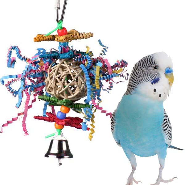 Super Bird Creations SB541 Crinkle Crinkle Little Star Bird Toy - Small Bird Size, Parrotlets, Cockatiels, Lovebirds - Foraging & Chew Toy - Stimulating Bird Toy for Enrichment - 6" x 2"