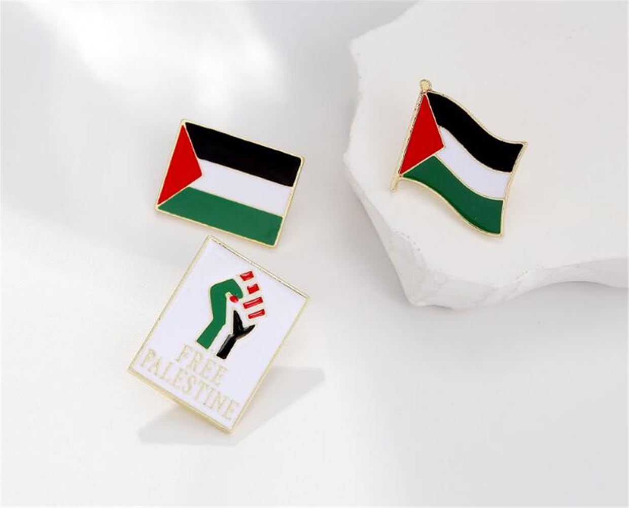 zhanghaoran 7 Pieces Palestine Flag Lapel Pin Set Palestinian Flag Pins Support Palestine Badge Hat Clothing Backpack