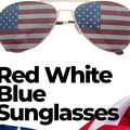 Lunettes de soleil décoratives fantaisie Goson American Flag Mirror Aviator (dorées)