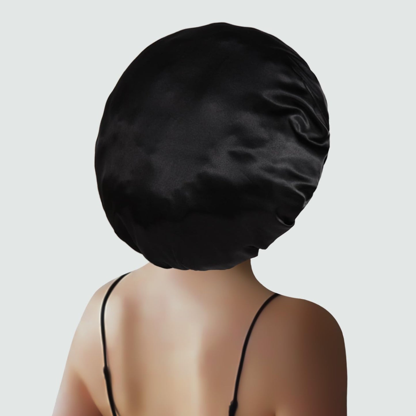 Gorro de satén extragrande para el pelo, gorro de seda de 17 pulgadas para dormir, gorro de seda gigante para dormir para mujeres, trenzas, cabello rizado, 1 pieza (negro)