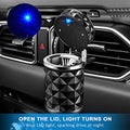 2 portavasos para coche con tapa, soporte cilíndrico portátil con luz LED azul, regalo de Navidad y Año Nuevo, mini bote de basura para coche, para la mayoría de portavasos de coche (negro)