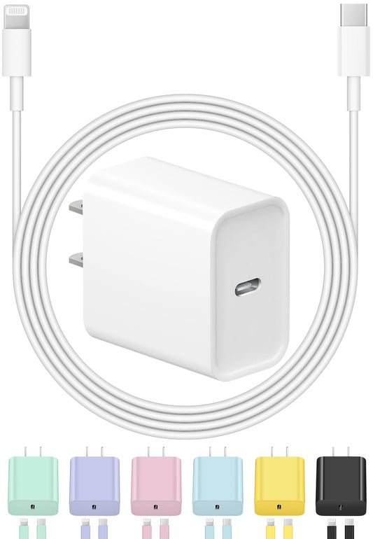 iPhone Charger Fast Charging USB C Charger Block Type C Charger Fast Charging 20W PD Wall Charger with 6FT iPhone Charger Cord for iPhone 14/14 Pro Max/13/13 Pro Max/12/12 Pro Max/Pro iPad