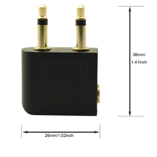 YTgilo 2PCS Gold Plated Dual 3.5mm Male Audio Headphone Jack Airplane Plug Male to Female Aviation Audio Adapter Gold Plated Aviation Headphone Adapter Headphone Jack Audio Adapter