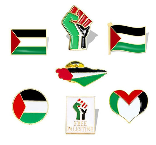 zhanghaoran 7 Pieces Palestine Flag Lapel Pin Set Palestinian Flag Pins Support Palestine Badge Hat Clothing Backpack