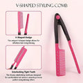 Hair Straightening Comb Set - 2-Pack Flat Iron Comb for Beautiful Tresses, Hair Straightener Comb with Firm Grip, Ideal for Knotty Hair, Styling Comb, Pink