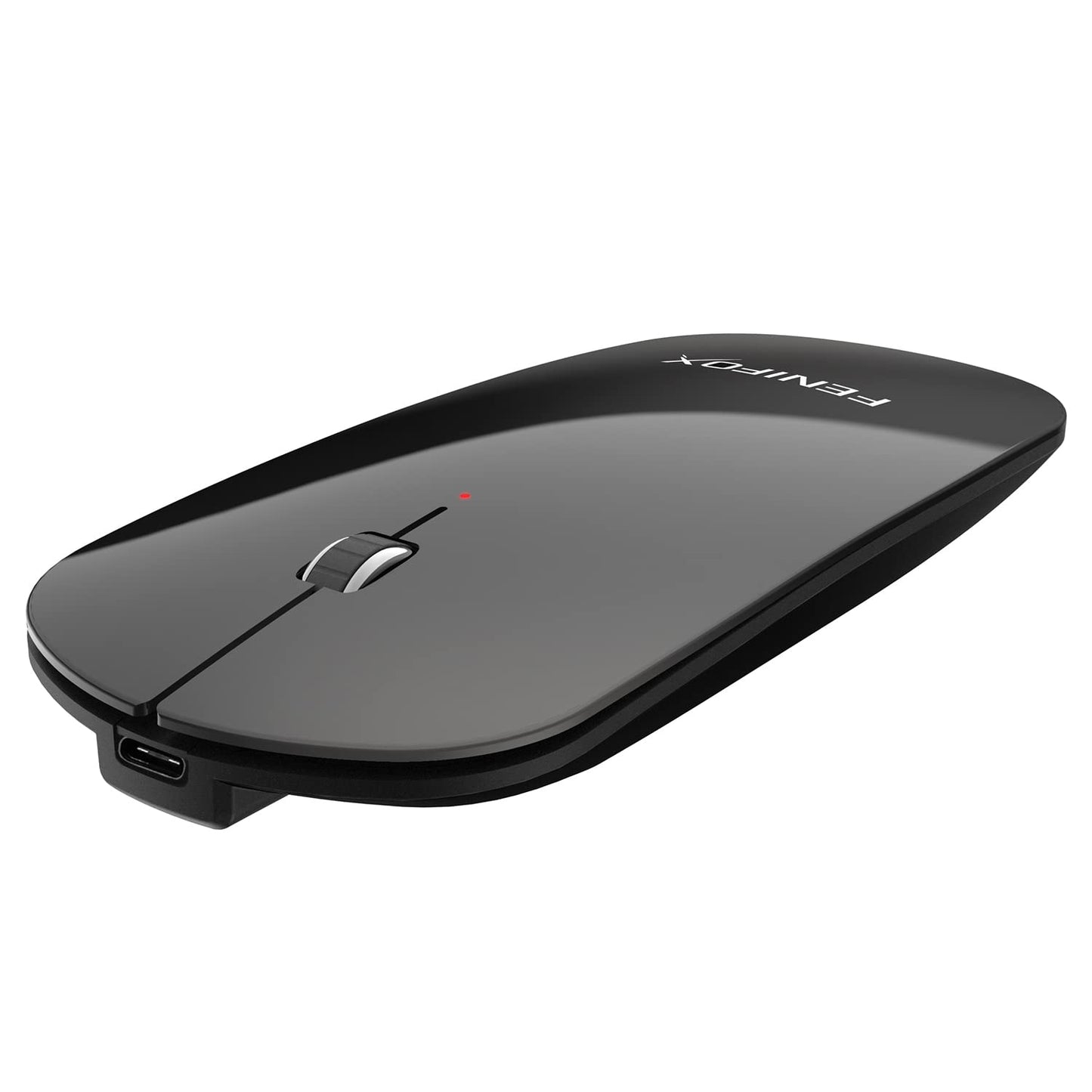 Bluetooth Mouse FENIFOX Slim Mini Whisper-Quiet Flat Portable Wireless Mice Rechargeable Compatible with Laptop,PC,Tablet Android Windows XP(Black)