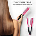 Hair Straightening Comb Set - 2-Pack Flat Iron Comb for Beautiful Tresses, Hair Straightener Comb with Firm Grip, Ideal for Knotty Hair, Styling Comb, Pink