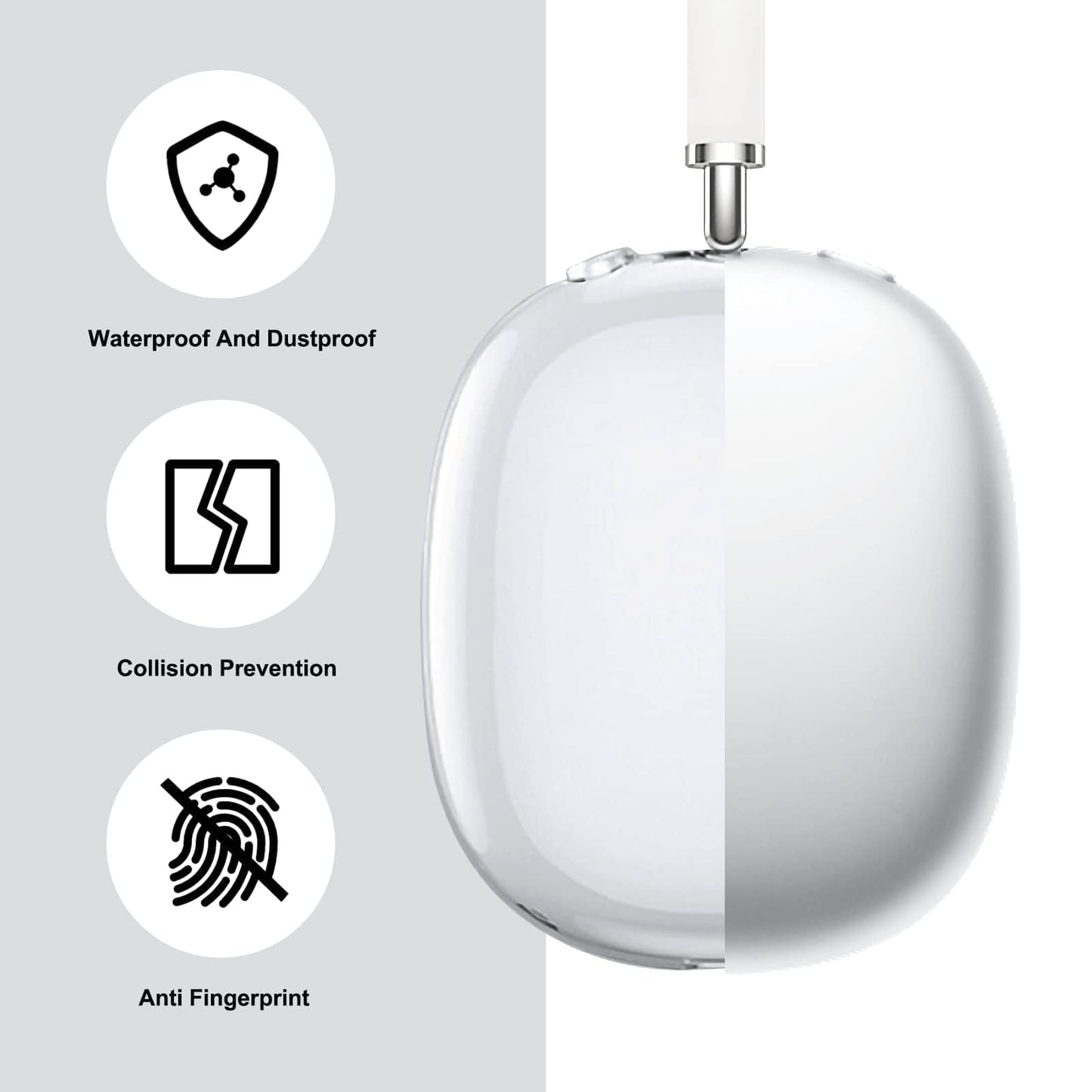 Funda protectora para auriculares AirPods Max, carcasa de TPU suave transparente antiarañazos, accesorios transparentes, funda ultra protectora para Apple AirPods Max (2024/2020), transparente