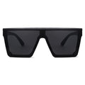 SOJOS Square Big Sunglasses Women Thick Frame Flat Top Mirrored Sunnies Shades Goggle Siamese Lens SJ2117 with Black Frame/Grey Lens