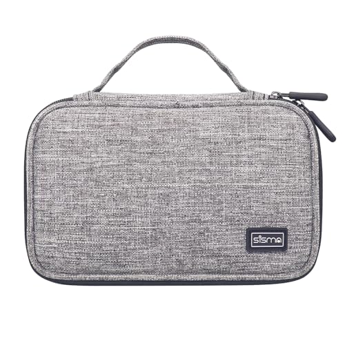 sisma Travel Cords Organizer Universal Small Electronic Accessories Carrying Bag for Cables Adapter USB Sticks Leads Memory Cards, Grey 1680d Fabrics