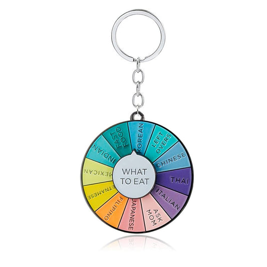 What To Eat Wheel Spinning Keychain - Cute Mood Key Chains - Aesthetic Charm Gift for Women Men