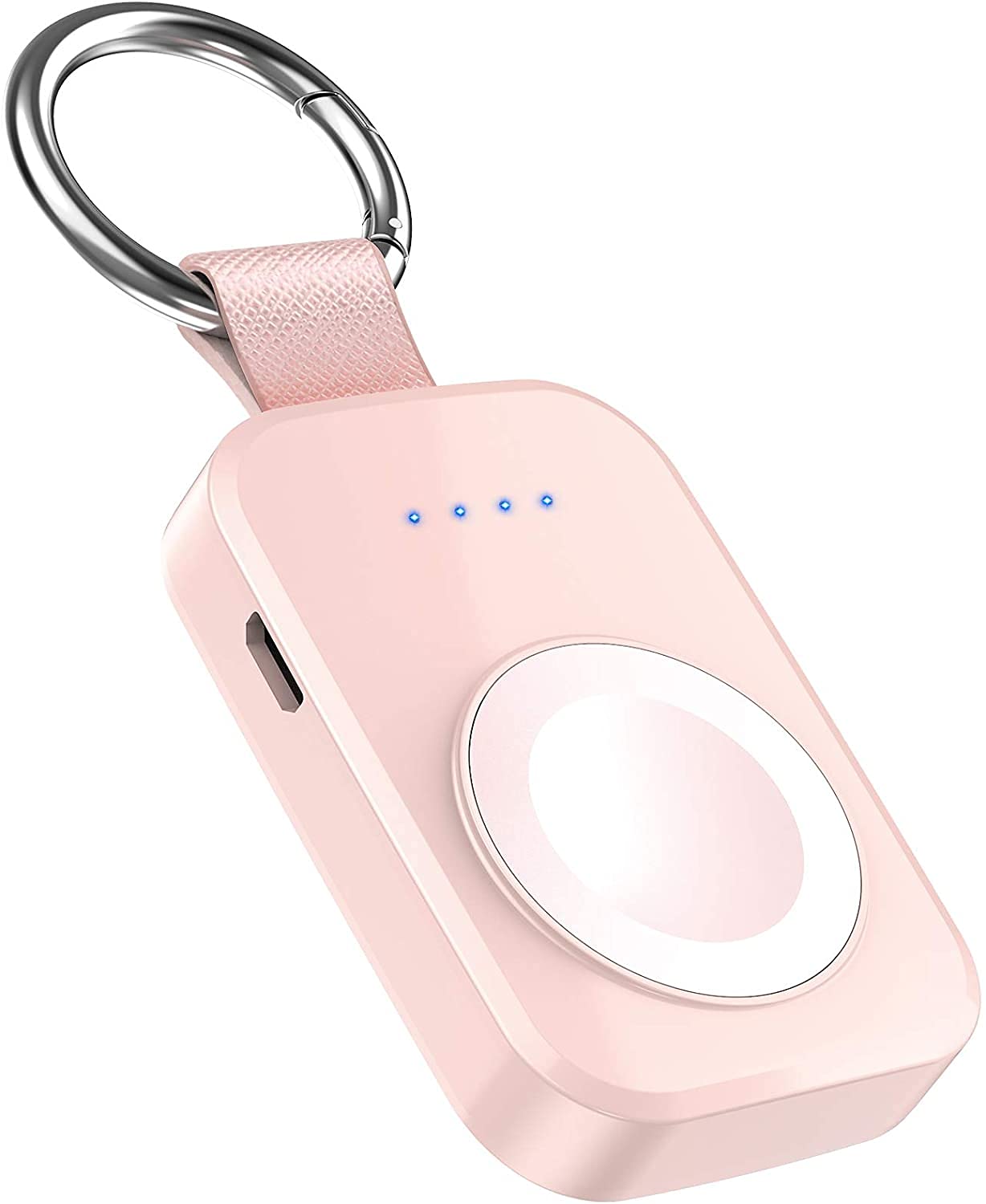 i.VALUX Portable Wireless Charger for Apple Watch Series 10/9/8/UItra/7/6/5/4/3/2/SE/Nike, Compact Magnetic iWatch Charger 1000mAh Power Bank Keychain Style Gift Your Mother Girl Birthday-Pink