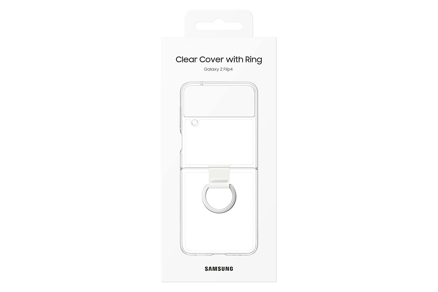 SAMSUNG Galaxy Z Flip4 Clear Cover with Ring, Protective Phone Case with Finger Loop, Handheld Design, US Version, Transparent