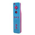 Mando a distancia Wii, mando inalámbrico para Nintendo Wii y Wii U, con funda de silicona y correa para la muñeca (sin Motion Plus), color azul con parte trasera rosa