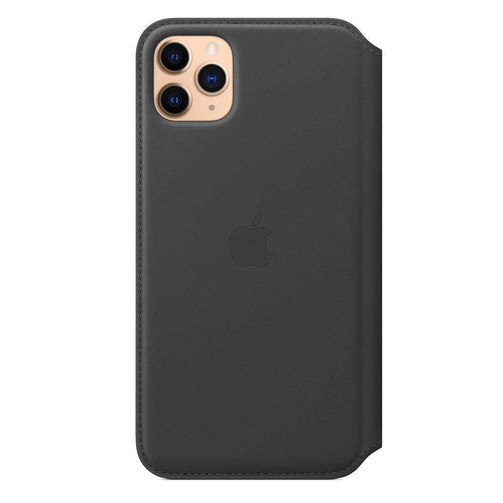 Funda tipo libro de cuero de Apple para iPhone 11 Pro Max: negra, de ajuste fino y sin cables