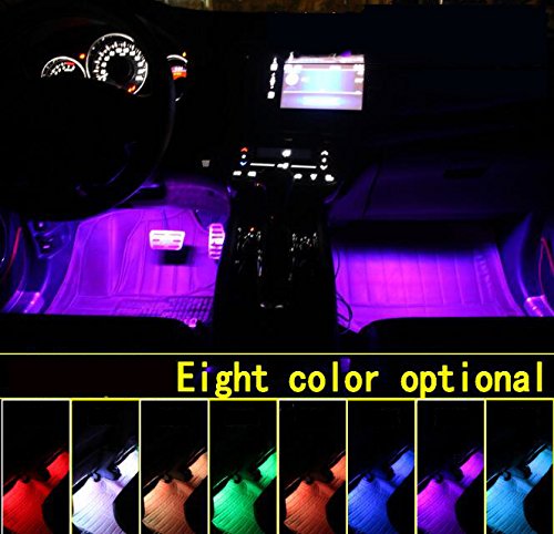 Tira de luces LED para coche, Uniwit, 4 piezas, 12 V CC, 72 LED, multicolor, luz musical para interior de coche, kit de iluminación LED debajo del salpicadero con función de activación por sonido y control remoto inalámbrico, incluye cargador para coche