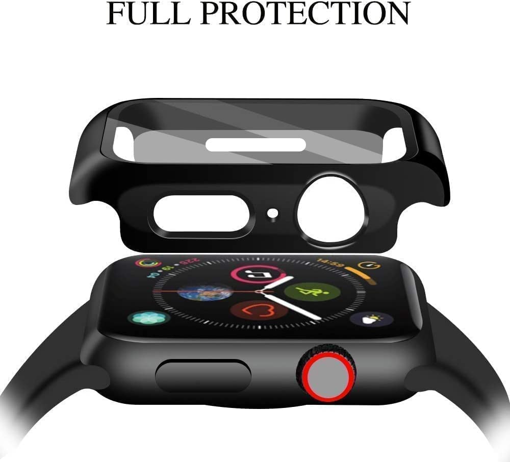 YMHML [2 Pack Compatible for Apple Watch 42mm Series 3/2/1 Tempered Glass Screen Protector with Hard Black Case, Full Coverage Easy Installation Bubble-Free Cover for iWatch Accessories