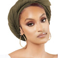 Foulard turban Nonbongoy pour femmes noires musulmanes en jersey Hijab foulard bandeau bandeau pour cheveux vert armée