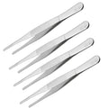 QLXHBOT 4 Pcs Fine Tongs Tweezers Bar Tongs, Stainless Steel Food Tweezers with Precision Serrated Tips for Cooking, Beauty and Sea Food (8 Inch)