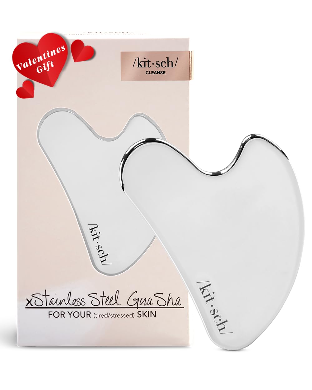 Kitsch Stainless Steel Gua Sha Facial Tools, Lymphatic Drainage Massager for Face, Chin & Jawline Sculpting, Body Guasha Tool for Muscle Tension, Skin Care Gift for Mom Women, Valentines Gift for Her