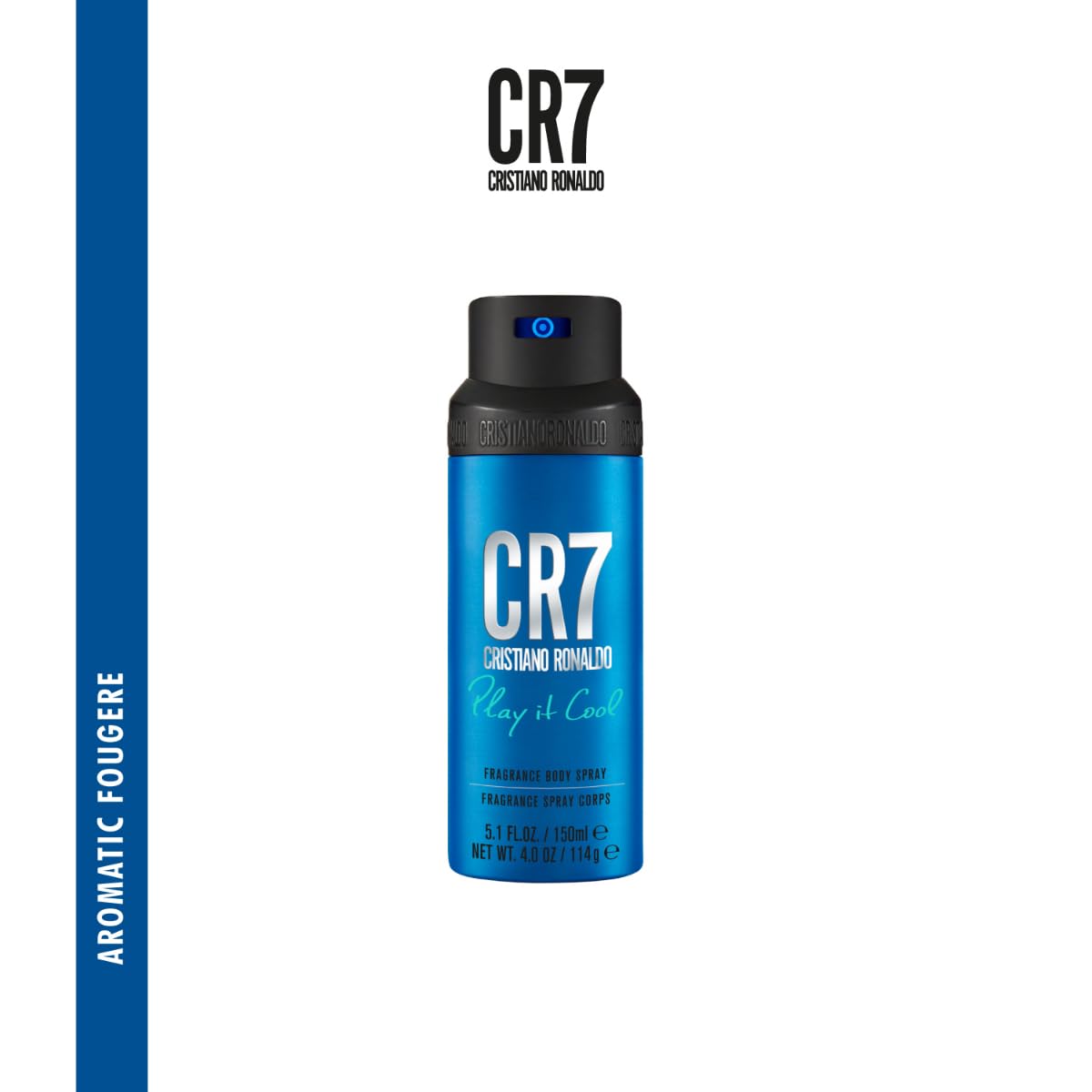 CR7 Play It Cool Cristiano Ronaldo - Light, Fresh Body Spray Scent for Men - With Mandarin, Bergamot, Lavender, and Musk - From Cristiano Ronaldo's Original Men's Fragrance Collection - 5.1 oz