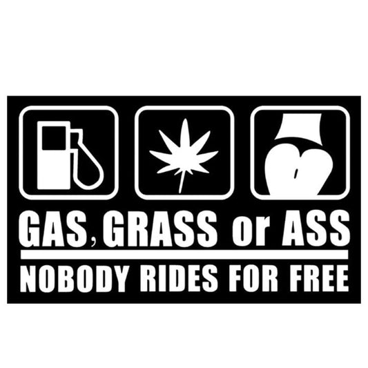 Gas Grass or Ass Stickers for Cars, Nobody Rides for Free Car Vinyl Decal Sticker, Funny Wall Sticker, Car Bumper Decoration Accessories for Car Trucks Van SUV Window Wall Laptop