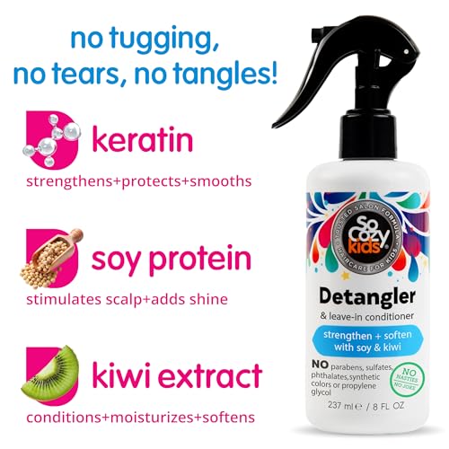 So Cozy Detangler & Leave In Conditioner Spray (8 Fl Oz) Hair Detangler Spray for Kids, Paraben-Free Leave In Hair Conditioner & Detangling Spray for Frizzy Hair, Keratin, Soy Protein & Kiwi Extract