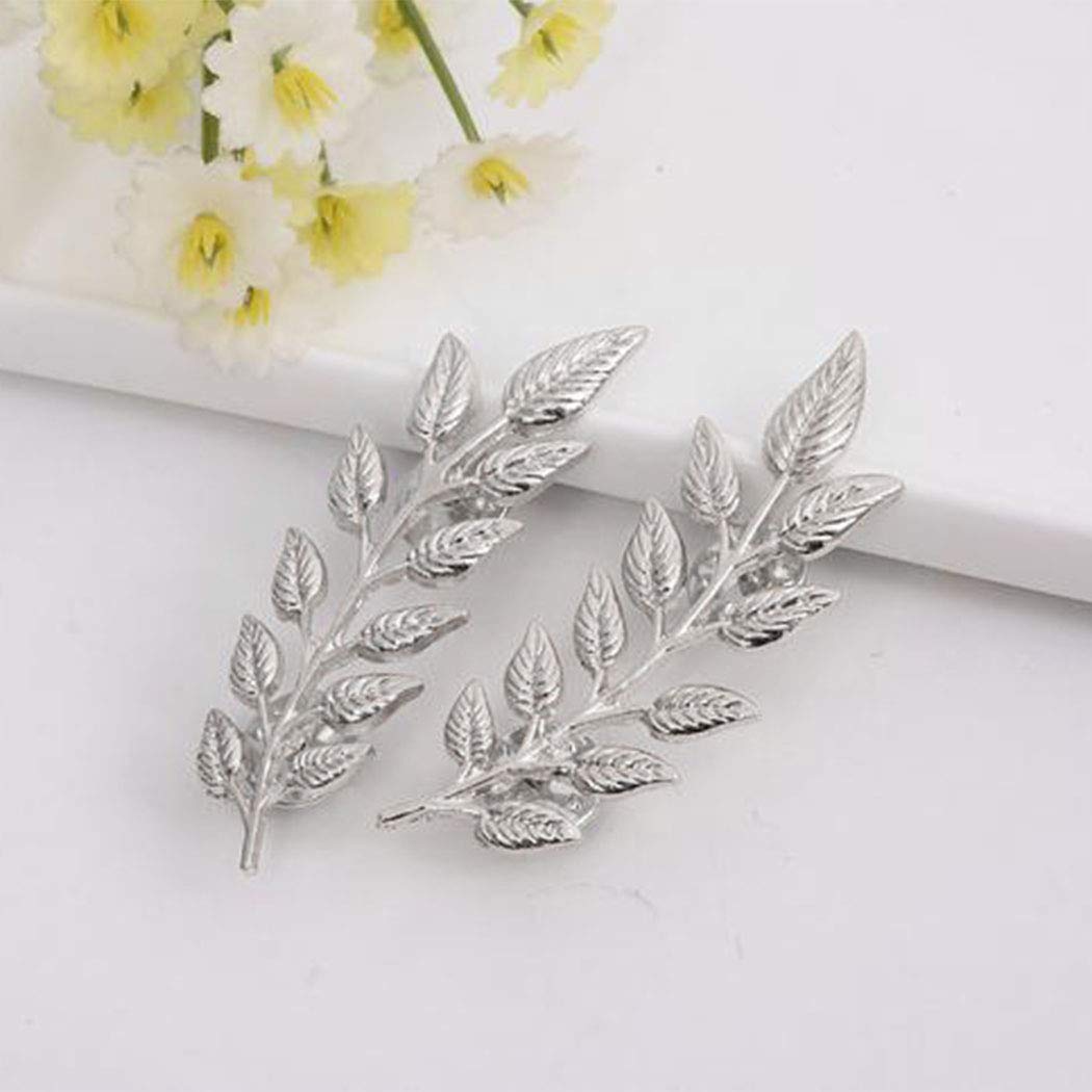 Sttiafay Suit Collar Pin Double Silver Leaves Sweater Brooch Pin Shirt Collar Decoration Jewelry for Women and Men