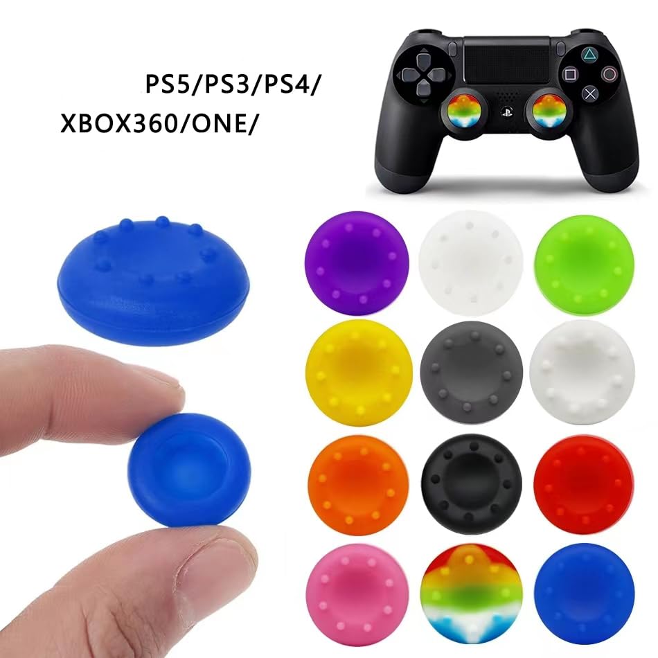 20 tapas de agarre para el pulgar del controlador, cubierta de silicona antideslizante para la tecla del controlador, tapa de repuesto para joystick compatible con PS3/PS4/PS5/360/ONE/Pro (negro)