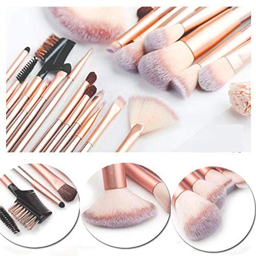 NEVSETPO Makeup Brushes, Makeup Brush Set Makeup Kits 28Pcs with Beauty Blenders Silicone Face Mask Brush Synthetic Foundation Powder Concealers Eye shadows Blush Travel Makeup Bag Included, Champagne