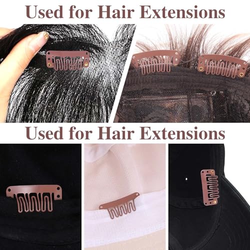 Qianyu Lot de 32 clips d'extension de cheveux 32 mm 6 dents en forme de U en métal pour extensions de cheveux Petits accessoires sans couture Sécurisé Peigne à pression pour femmes Clips de perruque DIY Extensions de cheveux