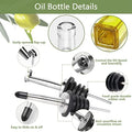 Leaflai Olive Oil Dispenser Bottle, 2 Pcs Glass Olive Oil Dispenser and Vinegar Dispenser Set with 2 Stainless Steel Pourers, 4 Labels,1 Brush and 1 Funnel Oil Bottles for Kitchen (500ml)